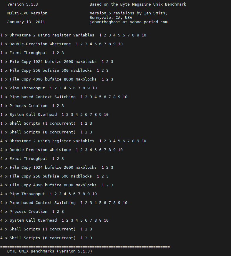 Unixbench VPS Testing 1